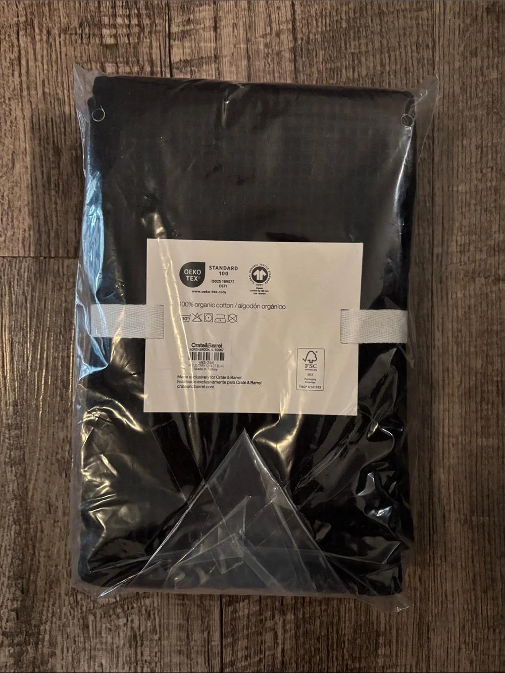 Crate & Barrel Waffle Terry Dish Towels - Black - Set of 2
